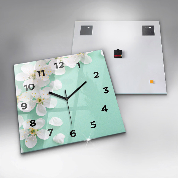 Square wall clock Blooming apple blossoms