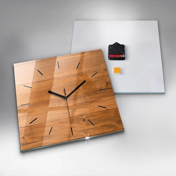 Square wall clock Wooden boards
