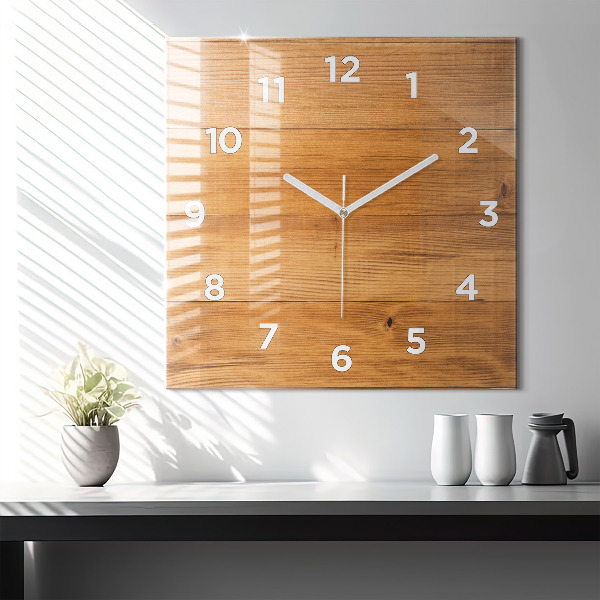 Square wall clock Wooden boards