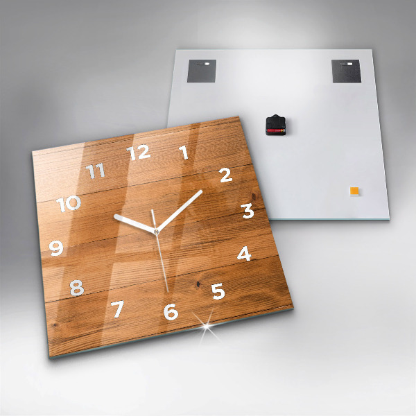 Square wall clock Wooden boards