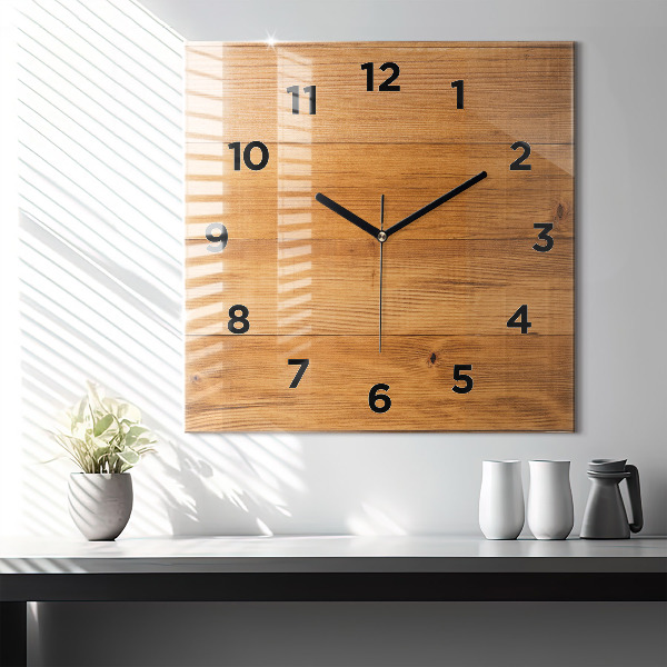 Square wall clock Wooden boards
