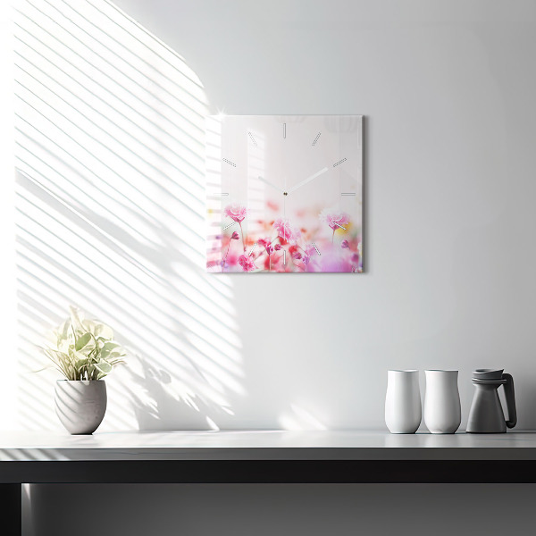 Square wall clock Flowers in the meadow
