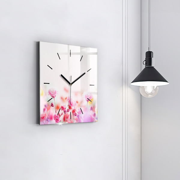 Square wall clock Flowers in the meadow