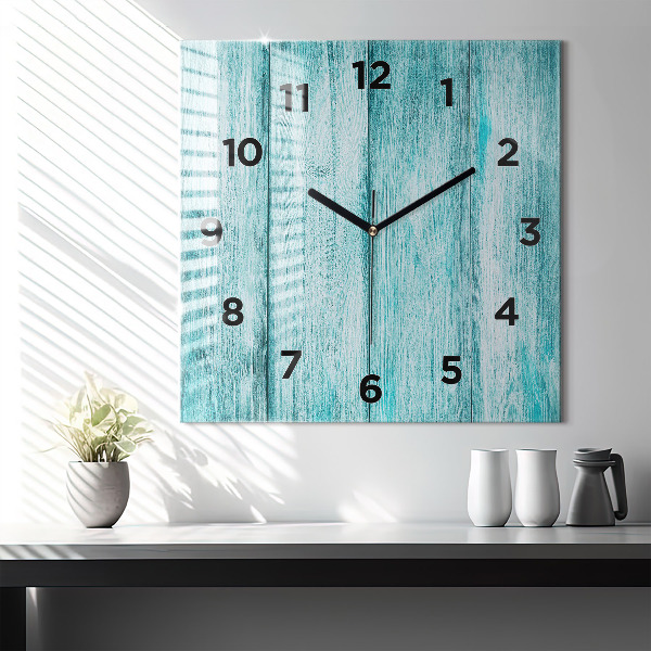 Square wall clock Blue old wood