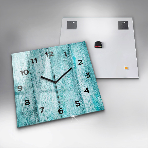 Square wall clock Blue old wood