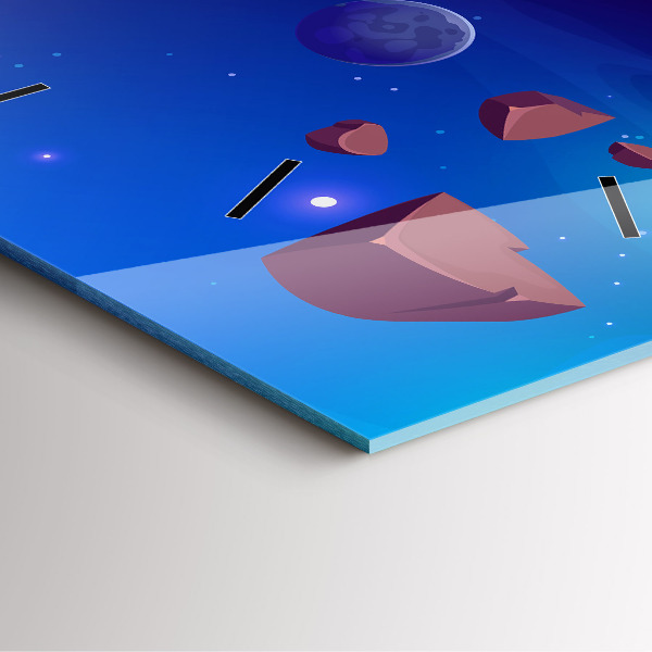 Square wall clock Planets galaxy