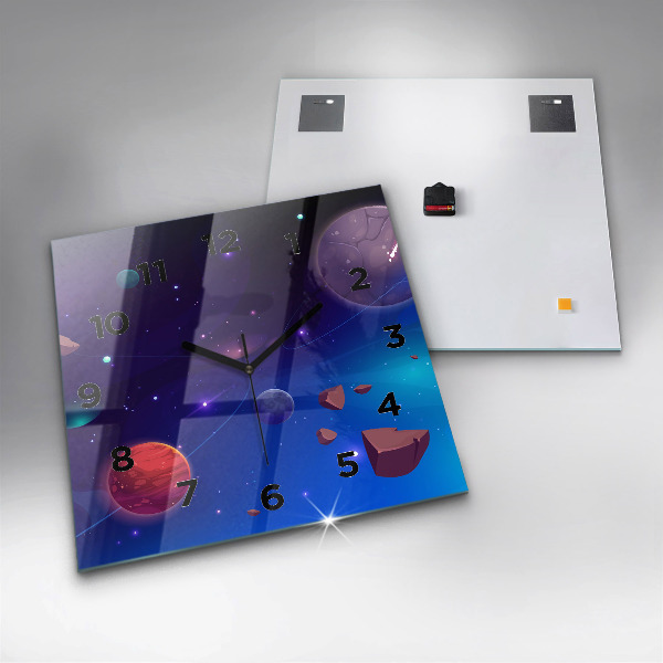 Square wall clock Planets galaxy