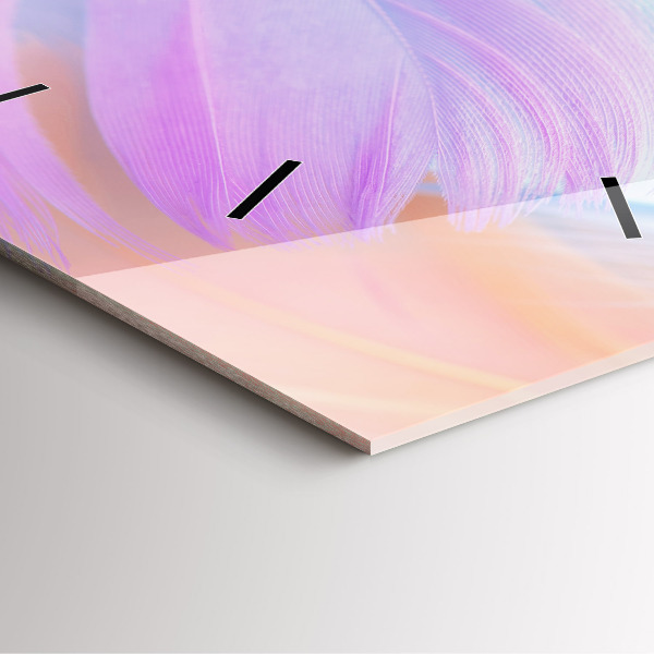 Square wall clock Colorful feathers