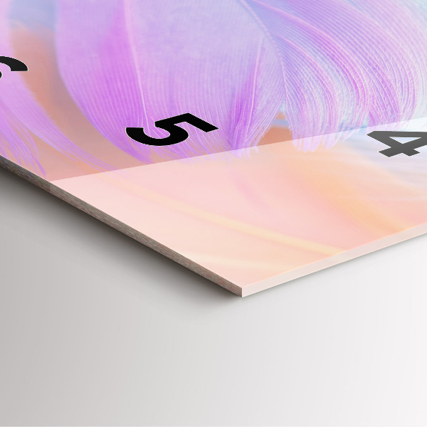 Square wall clock Colorful feathers