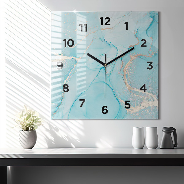 Square wall clock Decorative marble