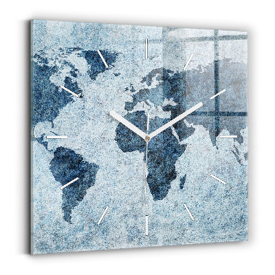 Square wall clock Painted world map