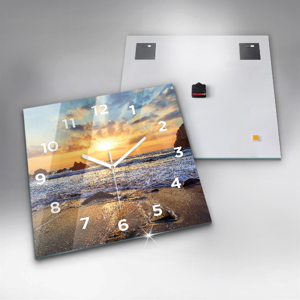 Square wall clock Sunset on the beach