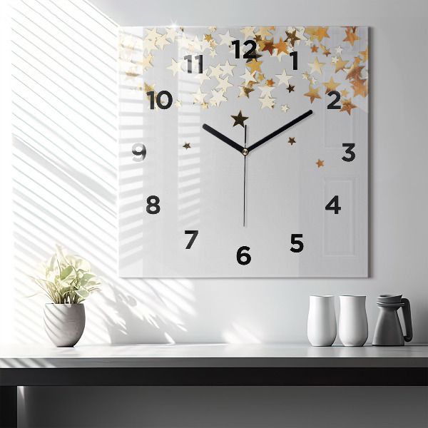 Square wall clock Stars on a light background