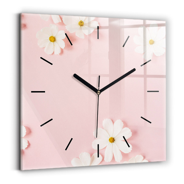 Square wall clock Daisy flowers