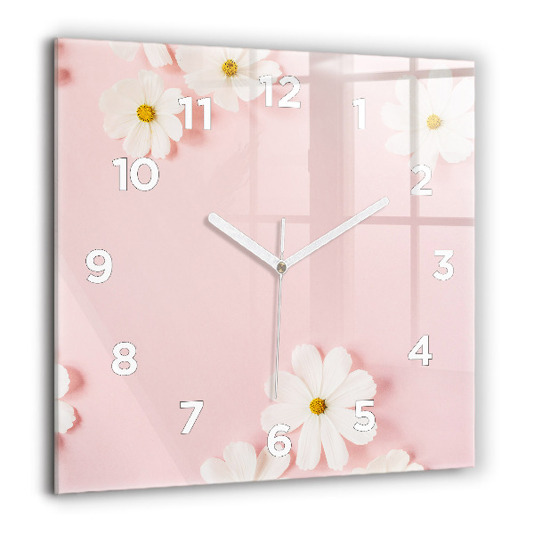 Square wall clock Daisy flowers