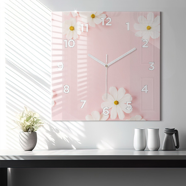 Square wall clock Daisy flowers