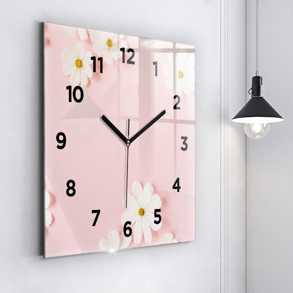 Square wall clock Daisy flowers
