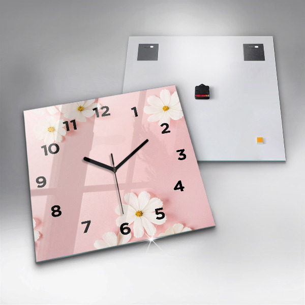 Square wall clock Daisy flowers