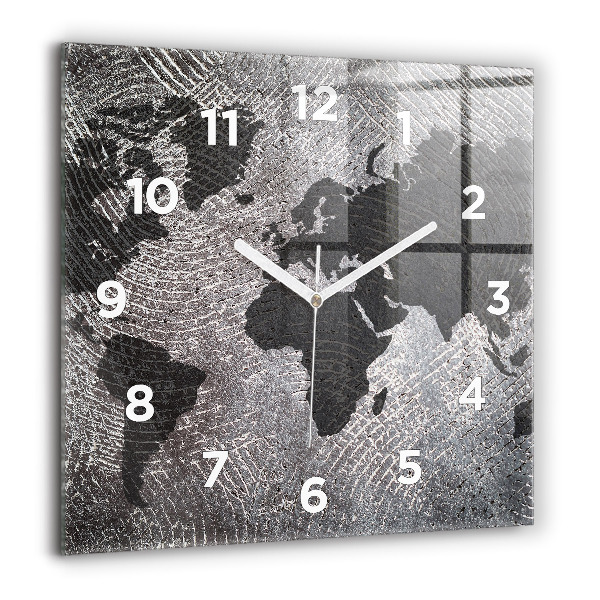 Square wall clock World map concrete