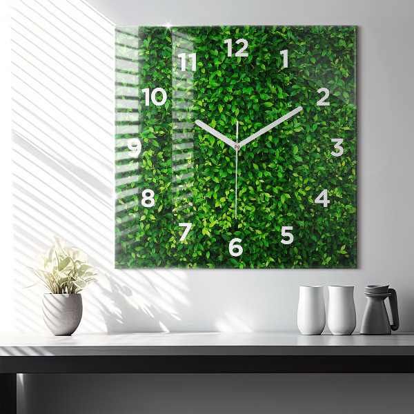 Square wall clock Hedge leaves