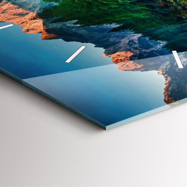 Square wall clock Lake landscape