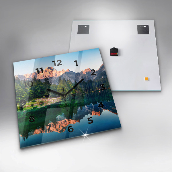 Square wall clock Lake landscape