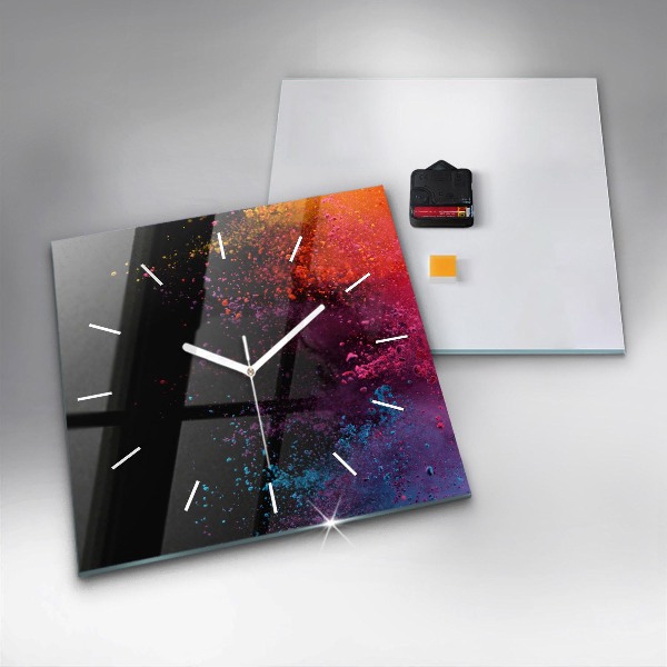 Square wall clock Explosion of colors
