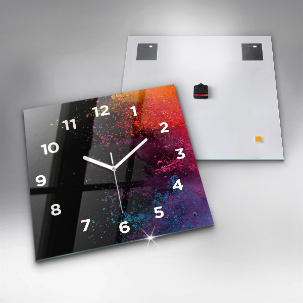 Square wall clock Explosion of colors
