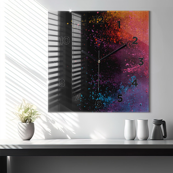 Square wall clock Explosion of colors