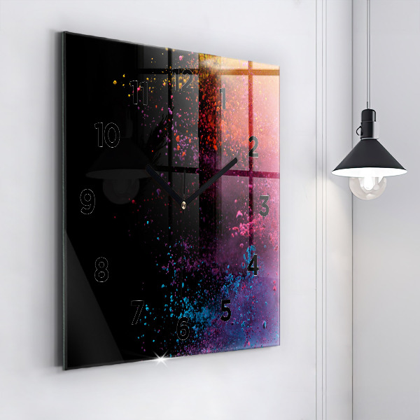 Square wall clock Explosion of colors