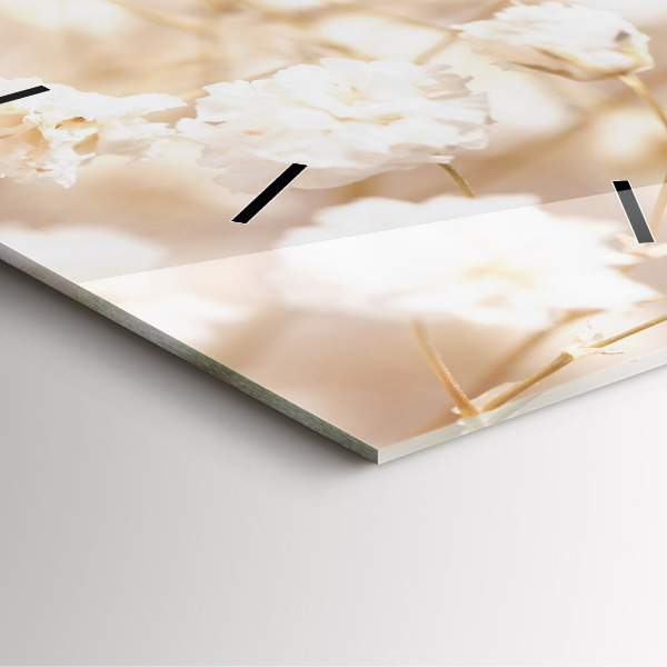 Square wall clock Small white flowers