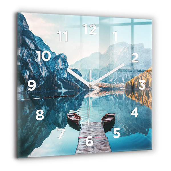 Square wall clock Boats on the lake