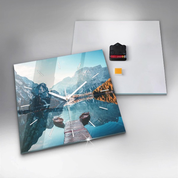 Square wall clock Boats on the lake