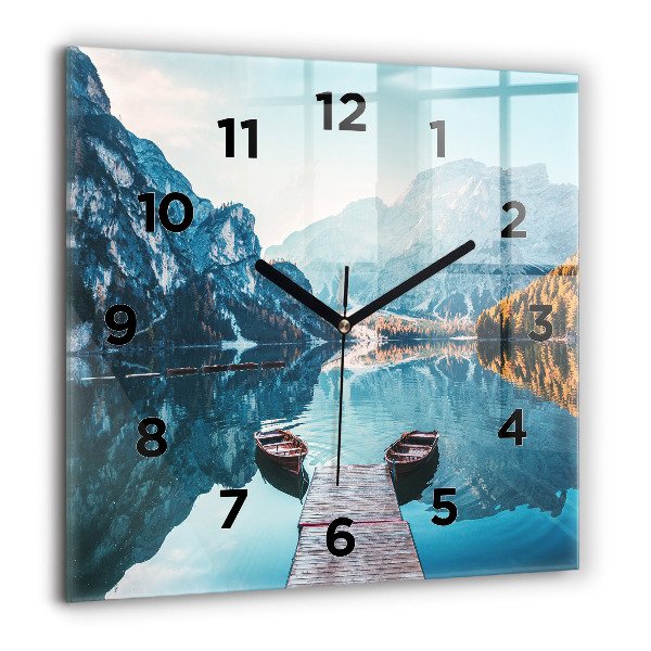 Square wall clock Boats on the lake