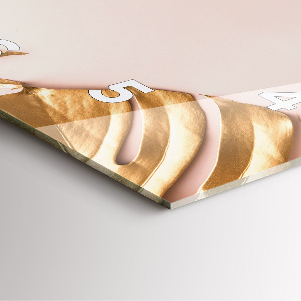 Square wall clock Golden tropical leaves