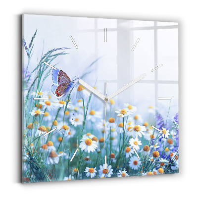 Square wall clock Butterfly in the meadow
