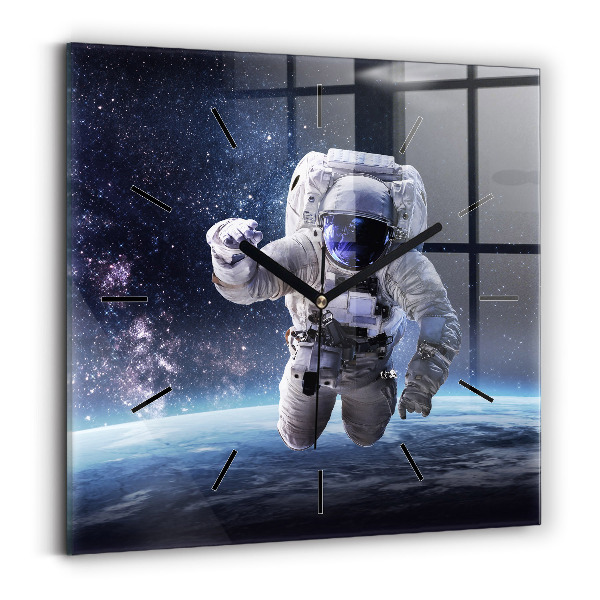Square wall clock Astronaut above the earth