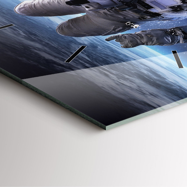 Square wall clock Astronaut above the earth