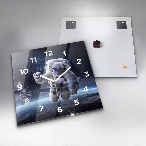 Square wall clock Astronaut above the earth