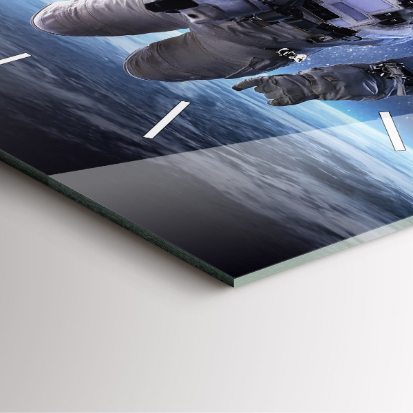 Square wall clock Astronaut above the earth