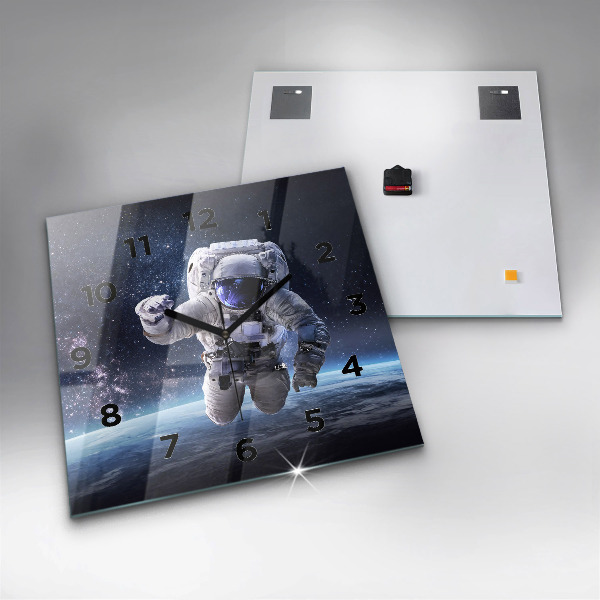Square wall clock Astronaut above the earth