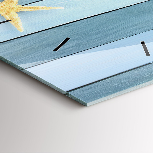 Square wall clock Boards stripes and shell