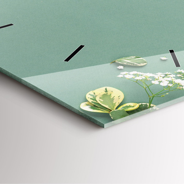 Square wall clock Delicate flowers