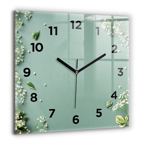 Square wall clock Delicate flowers