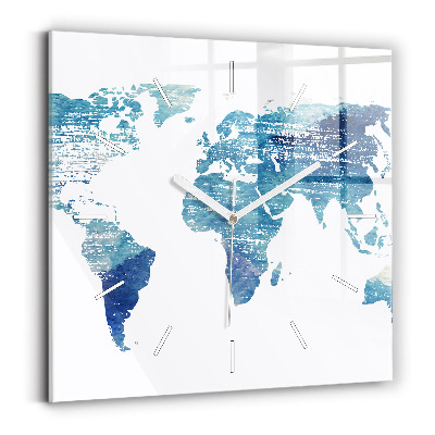 Square wall clock World map