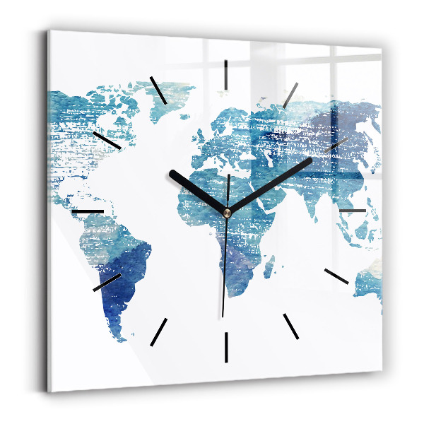 Square wall clock World map