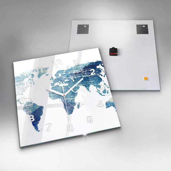 Square wall clock World map