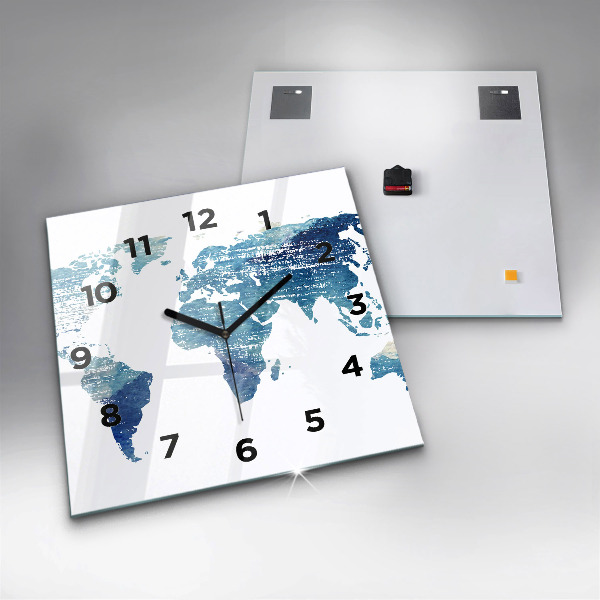 Square wall clock World map