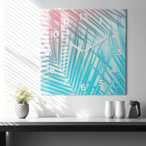 Square wall clock Tropical palm tree