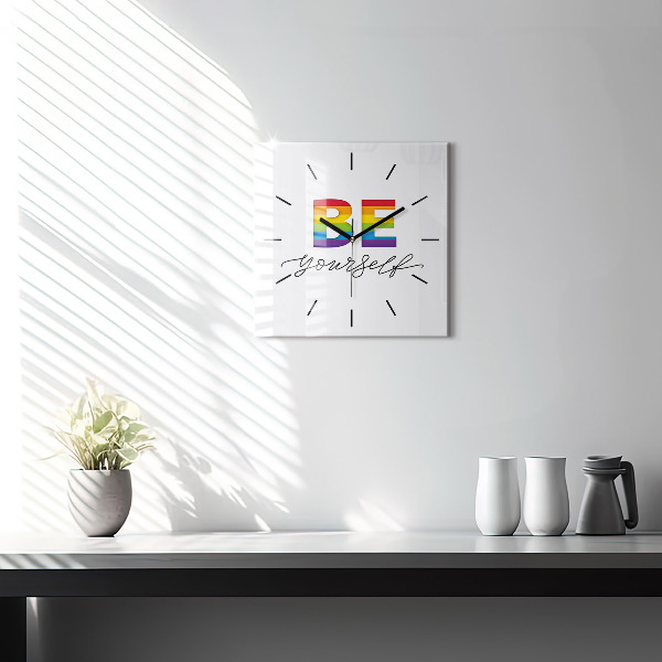 Square wall clock The inscription Be yourself